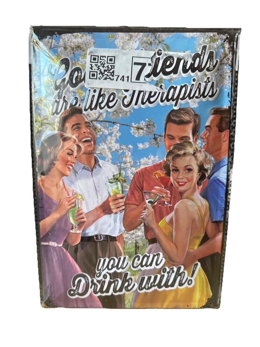 Drinking Beer with Friends Tin Metal Signs Home Décor Retro Wall 8" x 12" Spring